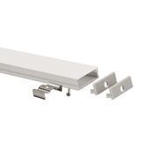 1 inch aluminum surface mount LED channel with opal frosted diffuser in silver finish, 96 inch length