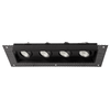 3-inch quadruple-head trimless LED downlight from the Saturn Series, featuring selectable color temperature and 30W total power, designed for sleek, modern recessed lighting.