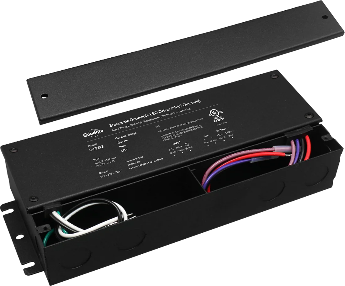 150W 24V electronic LED driver with multi-dimming and IP66 rating