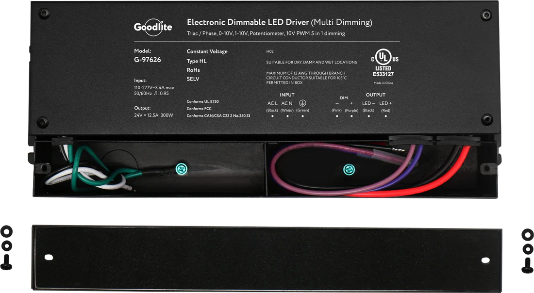 300W 24V electronic LED driver with multi-dimming and IP66 rating