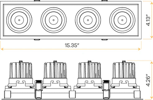 Architectural-four-head-regress-gimbal-installed-in-wet-location-ceiling