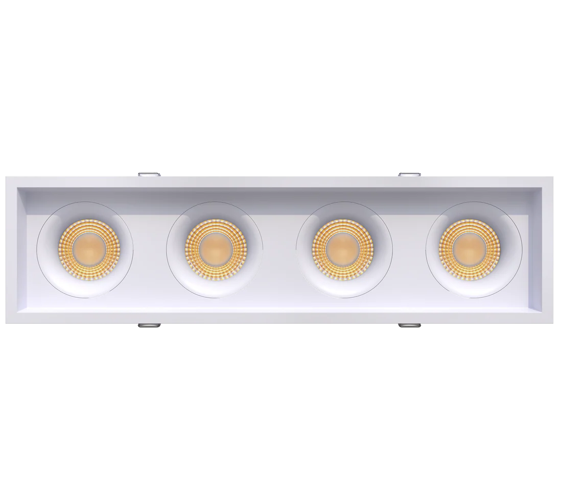 Four-head-trimmed-recessed-accent-light-with-deep-regress-multiple-baffles