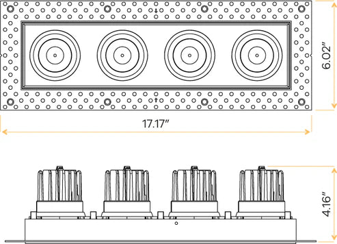 Minimalist-architectural-four-head-trimless-regress-gimbal-installed-in-wet-locations