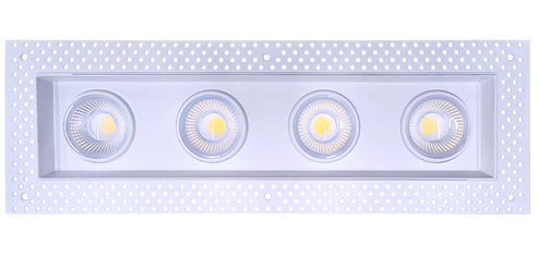 trimless mud in recessed LED multiple gimbal ceiling light installation