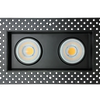 Saturn 4 inch double head trimless regressed LED gimbal recessed light white and black finish 36W 56W selectable 5200 lumens wet rated IC rated mud in installation