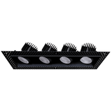 Saturn 4 inch black trimless multiple gimbal LED recessed light with four adjustable heads