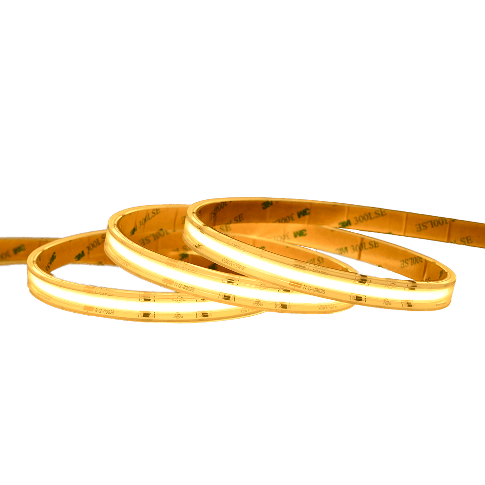 100-foot LED COB rope light, 120V, outdoor-rated, IP67 waterproof, flexible 12mm wide strip, 3M adhesive backing, multiple color temperatures (2700K–5000K), high CRI 90, UL Listed, cuttable every 3.94 inches, seamless dot-free illumination, 450W total power
