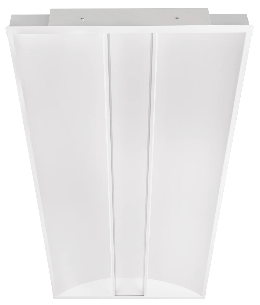 Neptune 2x4 center indirect LED troffer with selectable CCT and wattage, frosted diffuser, 0-10V dimming, and DLC certification