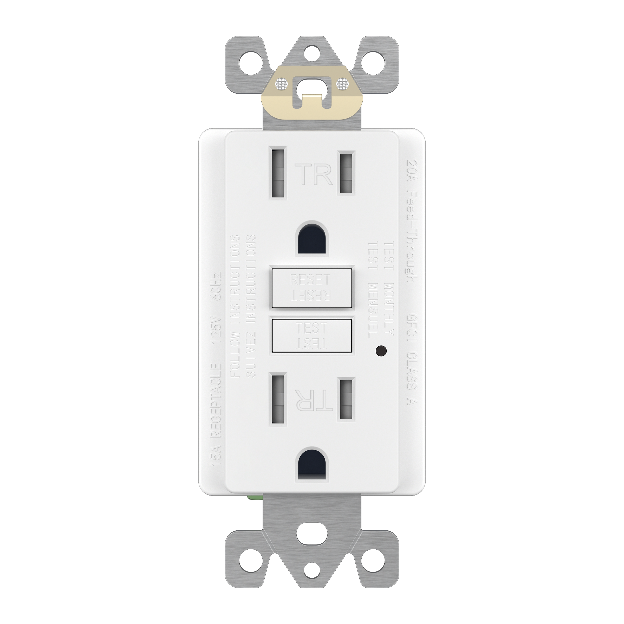 15 Amp Duplex Decorator Receptacle GFCI | Tamper Resistant | 125VAC | Enerlites GFTRG15