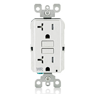 20 Amp Duplex Decorator Receptacle | Weather and Tamper-Resistant | 125V | White