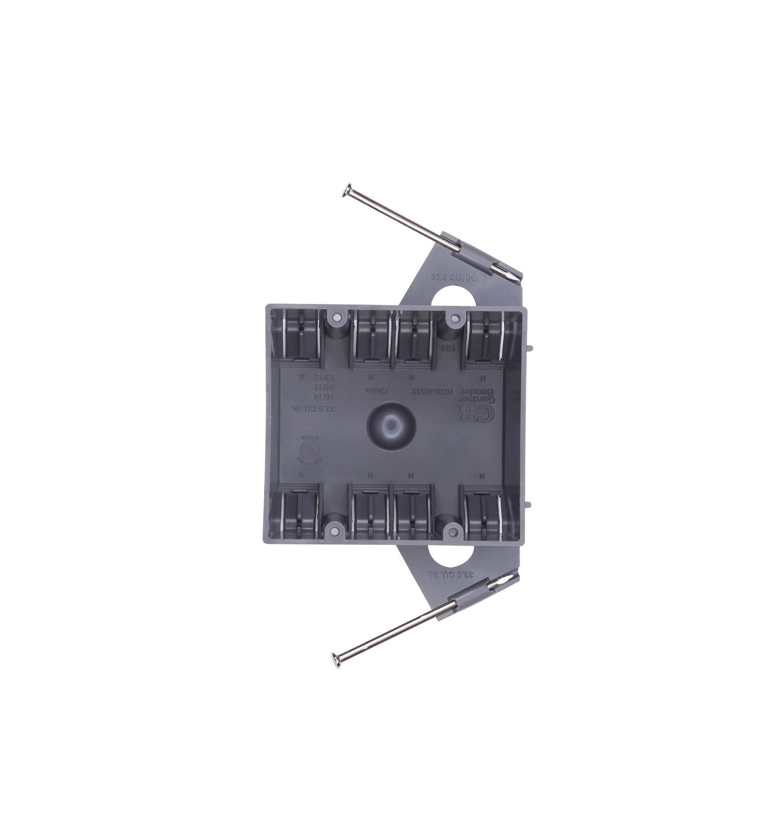 PLS-SN32X 2-gang PVC new work electrical box, IP65 rated and ETL listed, with zinc-plated steel screws, designed for safe and durable installation of switches and outlets.