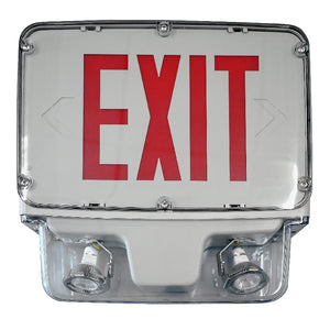 HLCWLEZU LED Hazardous Exit and Emergency Combo Light – Dual MR-16 heads, 90-minute battery backup, UL Listed, industrial explosion-proof fixture - Available at Electrical Marketplace
