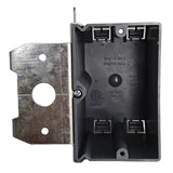 PLS-SN21X-ADJ 1-gang PVC adjustable new work electrical box, ETL listed, gray/blue, designed to accommodate varying wall coverings for flush switch and outlet installations.
