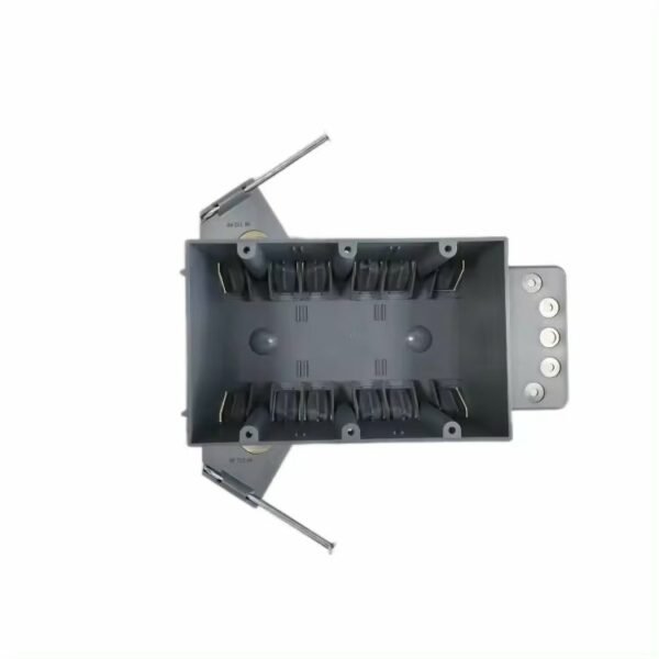 PLS-SN44X 3-gang PVC new work electrical box, IP65 rated, ETL listed, with zinc-plated steel screws and UL94 V0 flame rating, ideal for secure switch and outlet installations.