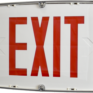 NEMA 4X NSF certified exit sign with red or green LED letters, single or double face, waterproof and corrosion-resistant for wet or sanitary environments