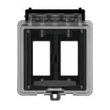 Enerlites IUC2V-D two-gang extra-duty in-use weatherproof cover for outdoor decorator or GFCI receptacles, UV-resistant polycarbonate, stainless steel hinges