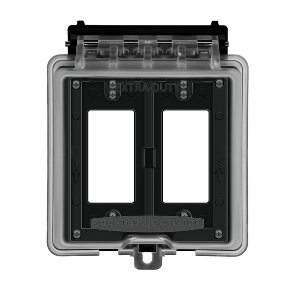 2-Gang Weatherproof Outdoor Cover for Decorator/GFCI Receptacle | Vertical Mount