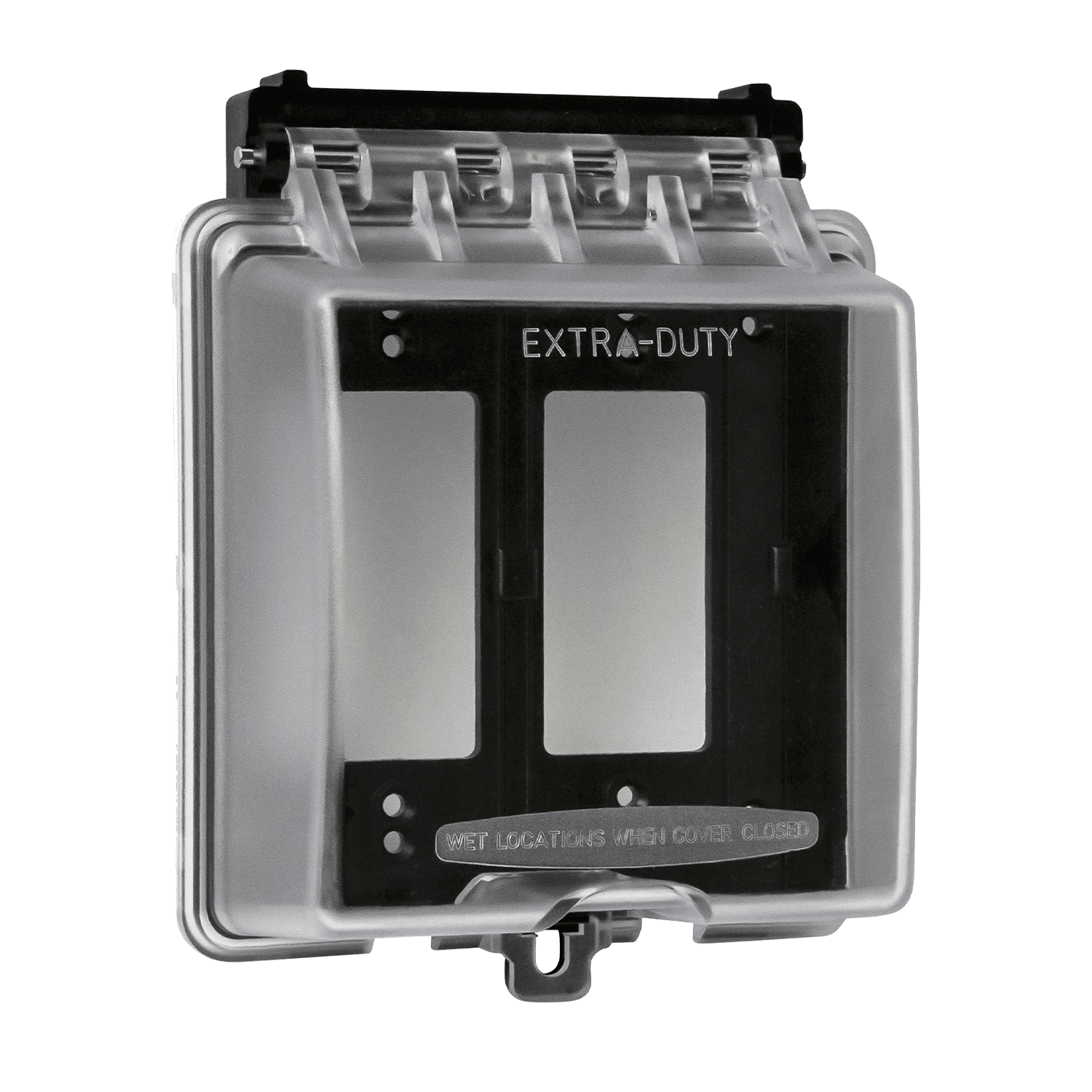 Enerlites IUC2V-D two-gang extra-duty in-use weatherproof cover for outdoor decorator or GFCI receptacles, UV-resistant polycarbonate, stainless steel hinges