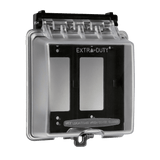 Enerlites IUC2V-D two-gang extra-duty in-use weatherproof cover for outdoor decorator or GFCI receptacles, UV-resistant polycarbonate, stainless steel hinges