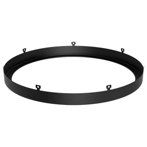 TR-13-BK black trim ring installed on a DL13-22L-5CCT 13-inch round flat disk ceiling light, adding a bold black accent for a modern architectural appearance. - Available at Electrical Marketplace