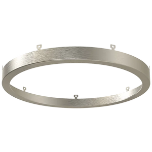 TR-13-BN brushed nickel trim ring installed on a DL13-22L-5CCT 13-inch round flat disk ceiling light, providing a clean metallic accent and modern architectural finish. - Available at Electrical Marketplace