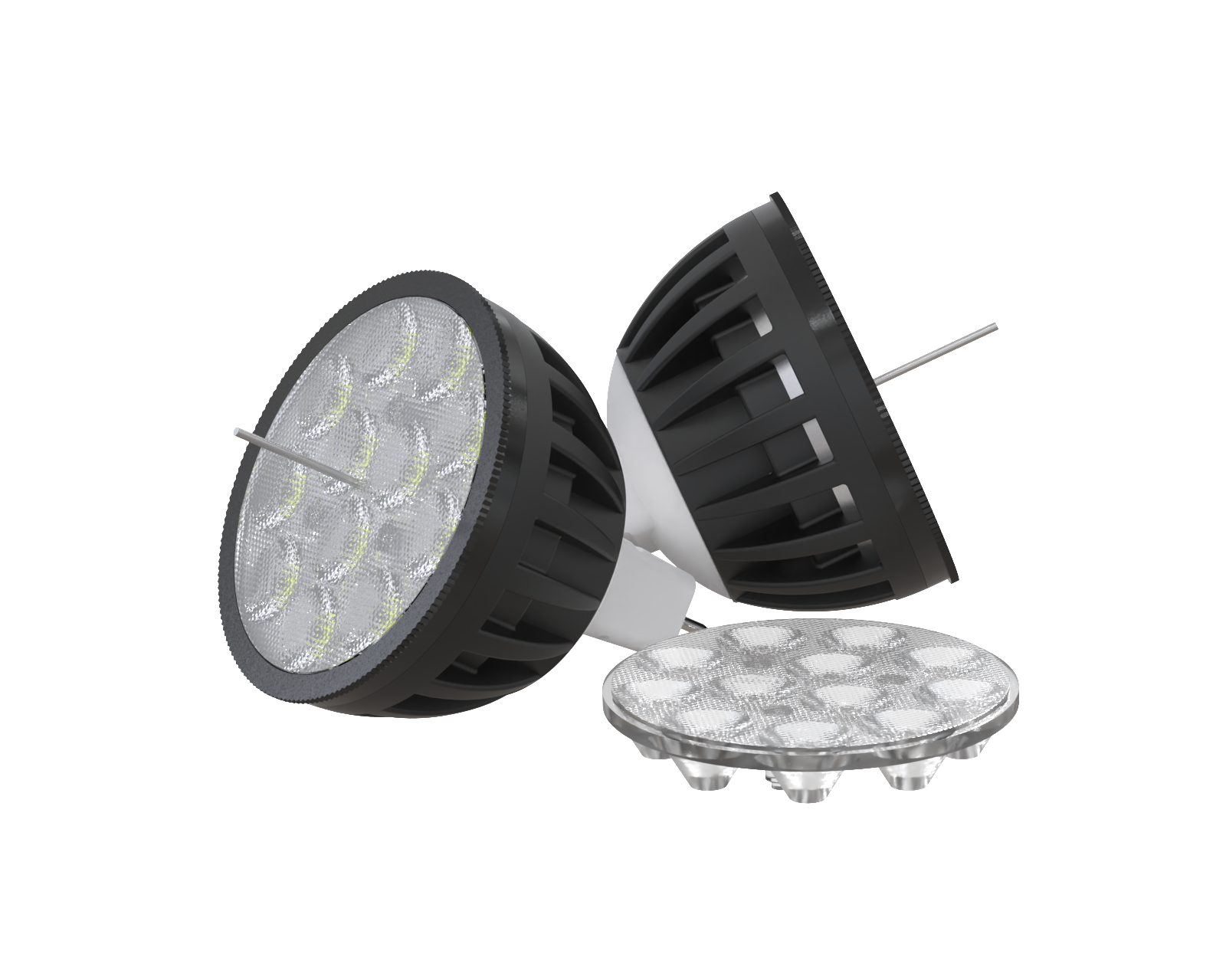 Smart RGB-WW Bluetooth MR-16 Drop-In LED Lamp, 1W–5W, aluminum housing, tunable CCT 2200K–5700K with RGB spectrum.
