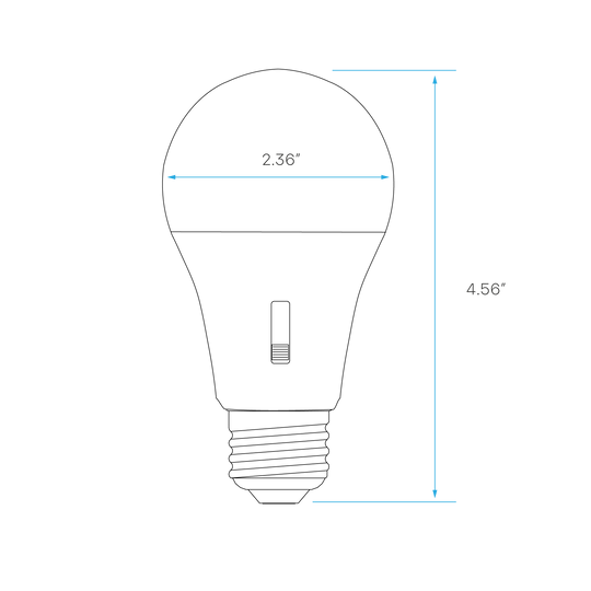 A19 75W equivalent LED bulb with frosted finish, E26 base, 5 CCT selectable color temperatures, and 220-degree beam angle.
