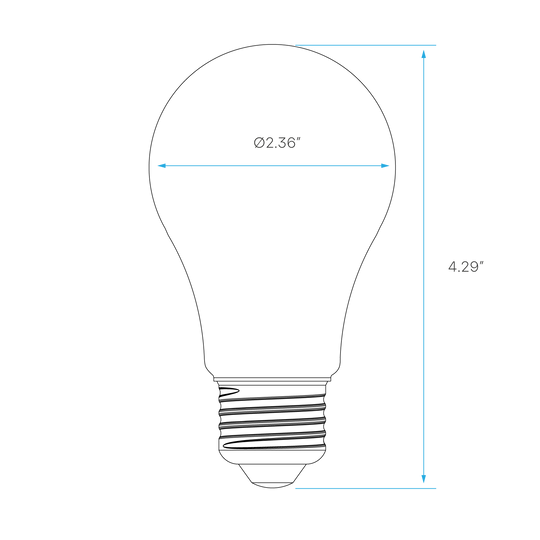 A19 clear filament LED bulb with E26 base, 4 CCT selectable color temperatures, 330-degree beam angle, and high CRI 90.