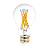 A19 clear filament LED bulb with E26 base, 4 CCT selectable color temperatures, 330-degree beam angle, and high CRI 90.