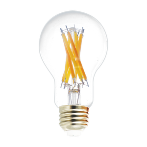 A19 clear filament LED bulb with E26 base, 4 CCT selectable color temperatures, 330-degree beam angle, and high CRI 90. - Available at Electrical Marketplace