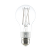 A19 white filament LED bulb with clear glass, E26 base, 5 CCT selectable color temperatures, and 300-degree beam angle.