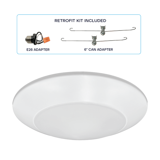 8" round LED disk light, 2000 lumens, dimmable, modern ceiling fixture