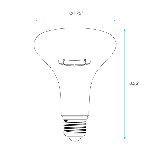 BR40 12W LED bulb with frosted finish, E26 base, 5 CCT selectable color temperatures, and 110-degree beam angle.