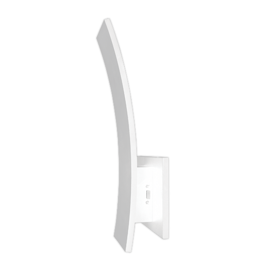 15-inch curved outdoor wall sconce in white finish with CCT selectable lighting