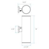 18-inch black up-down high output outdoor cylinder LED light with selectable wattage and color temperature (LR40339).