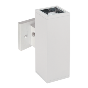 10-inch white up-down outdoor wall sconce with CCT and wattage selectable LED technology, model LR40341. - Available at Electrical Marketplace