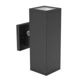 10-inch black up-down outdoor wall sconce LED light with selectable wattage and color temperature (LR40345).