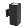 12-inch black up-down high output outdoor wall sconce LED light with selectable wattage and color temperature (LR40347).