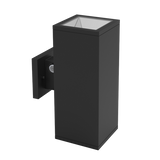 12-inch black up-down high output outdoor wall sconce LED light with selectable wattage and color temperature (LR40347).
