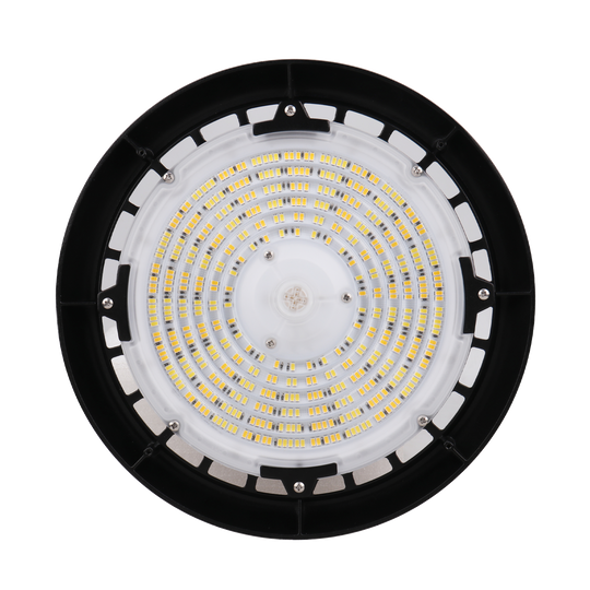 LEDUFO150 black UFO high bay fixture 3500K 4000K 5000K selectable CCT