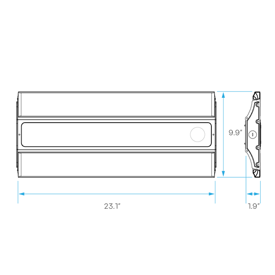 1x2 slim linear LED high bay fixture for warehouse and retail lighting