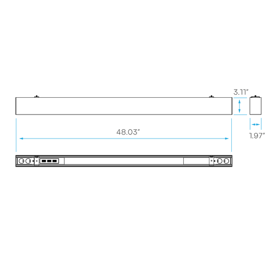 4FT LED Architectural Linear Light with 5.7Lm max output, selectable lumen and CCT settings, 120–277V