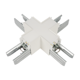 LR42620 Architectural Linkable Linear X-Connector in white finish for cross-shaped linear lighting layouts