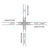 LR42621 Architectural Linkable Linear X-Connector in black finish for multi-directional linear lighting systems