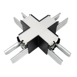 LR42621 Architectural Linkable Linear X-Connector in black finish for multi-directional linear lighting systems