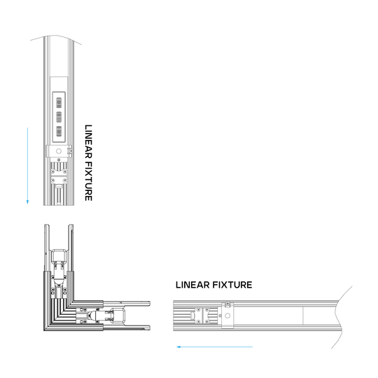 LR42623 Architectural Linkable Linear L-Connector in black for corner and angular linear lighting designs