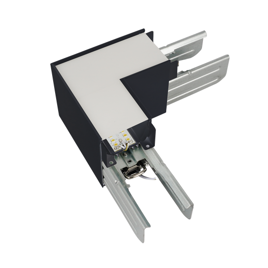 LR42623 Architectural Linkable Linear L-Connector in black for corner and angular linear lighting designs