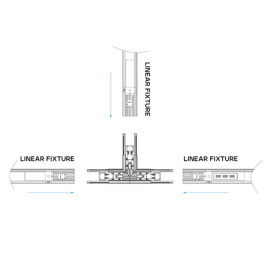 LR42625 black Architectural Linkable Linear T-Connector for commercial multi-directional lighting layouts