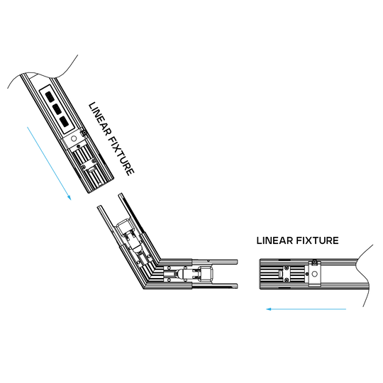 LR42629 Architectural Linkable Linear V120° Connector in black finish for modular linear lighting systems