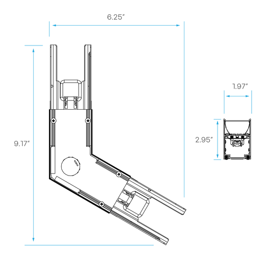 LR42629 Architectural Linkable Linear V120° Connector in black finish for modular linear lighting systems